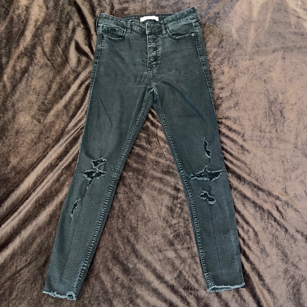 Abercrombie & Fitch Button Fly Ripped Jeans
